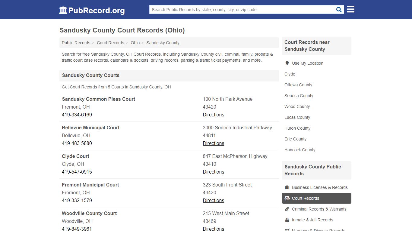 Free Sandusky County Court Records (Ohio Court Records)